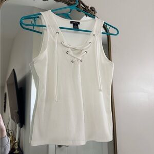 Rue21 Ivory Lace-Up Tank Top